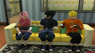 Naruto fucks Sakura anal in front of her cuckold husband Sasuke in this hentai episode
