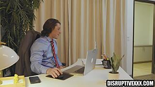 Awkward gay clerk secretly admires his office colleague at work.