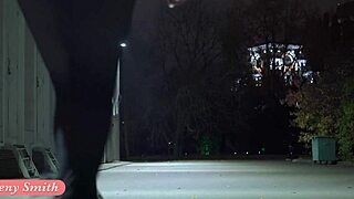 man, late evening walk with russian jeny smith in see-thru tights, no panties, pussy out!