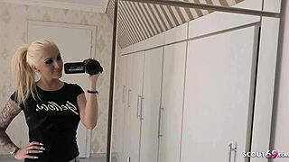Young German amateur alternative tattoo style works feet and enjoys talking dirty while masturbating