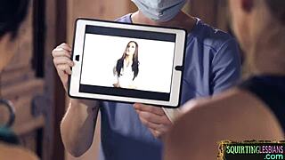 Naked sapphic lesbians licking pussy juice in steamy couple action