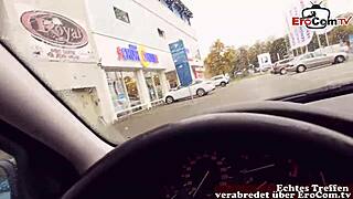German Brunette Milf Picked Up for Public Car Sex