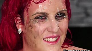 Hot Beauty Swallows Cum Load on Her Face