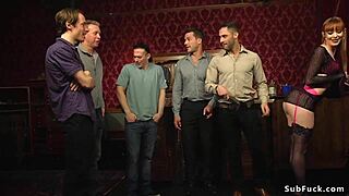 redhead taking double penetration at wild party