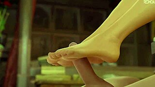 Rapunzel Sees Cock and Tries Footjob in 3D Animation