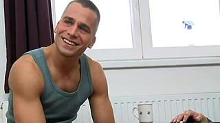 Gay pumped up porn: Intense action with big cocks.