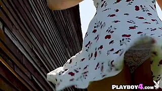 Petite Blonde Teen Strips And Dances Outdoors With Big Tits