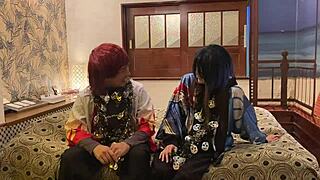 Mature wife in costume on Halloween day