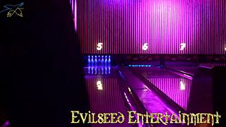 Blonde teen with big tits and ass gets blowjob and cock after midnight bowling with Lucio Marave