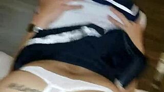 Interracial Mexican babe drilled hard by Chinese guy in vagina.