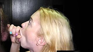 Smoking hot blonde gets deepthroated at gloryhole today