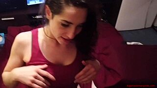 sweet brunette shares stories of intimate encounters with close-ups