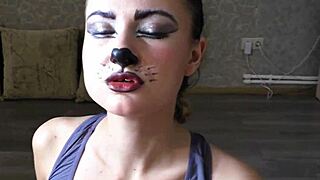 Kitty swallows cum from big dick