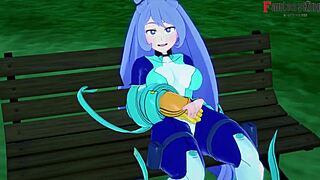 nejire hado teases with her sexy curves at the park boku no hero.