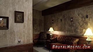 Tourists dominating teen tied to tree with foot sex