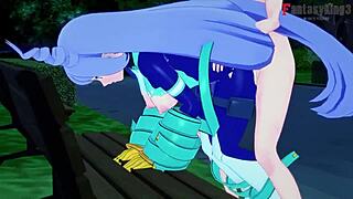 nejire hado teases with her sexy curves at the park boku no hero.