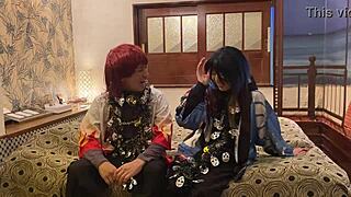 Mature wife in costume on Halloween day