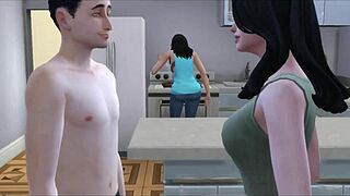 hermanastros teniendo sexo duro a espaldas de su madrastra