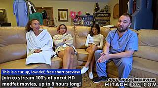 2 hot lesbians make channy crossfire cum multiple times with vibrator on surgical table