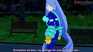 nejire hado teases with her sexy curves at the park boku no hero.
