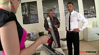 Nympho Secretary Lola Taylor Takes Double Penetration at Office