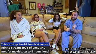 2 hot lesbians make channy crossfire cum multiple times with vibrator on surgical table