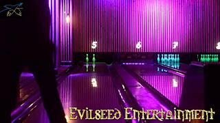 Blonde teen with big tits and ass gets blowjob and cock after midnight bowling with Lucio Marave