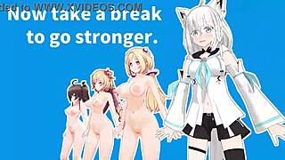 Hey, check out this Hololive workout in 3D cartoon style!