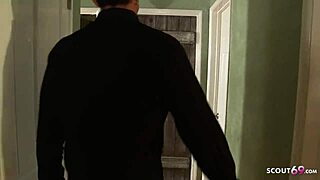 Cute Teen Caught Him Jerking His Huge Cock. She Talks Him Into Rough Fucking!