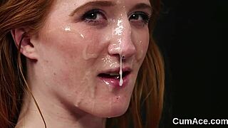 Wow, foxy bombshell swallows every drop of cum load