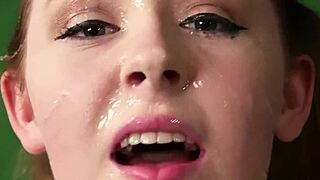 Kinky Centerfold Takes Cum Shot on Face, Eats It All! 😜