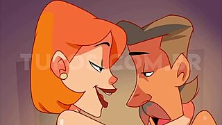 Old man gets excited by young girl in anime scene