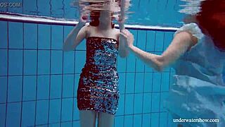 dashka and vesta explore underwater teen desires in the pool