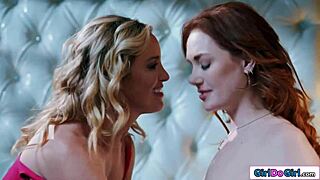 Lesbian MILF Charlie Forde licks Siri Dahl's big tits and armpit in TRIBBING MASTURBATION FINGERING KISSING scene