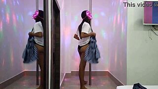 Hot Brunette Student Strips For Grammar Professor