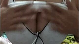 the girl with big tits is showing on webcam