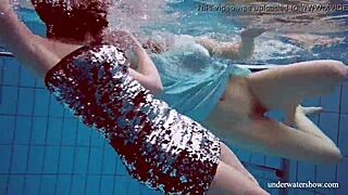 dashka and vesta explore underwater teen desires in the pool