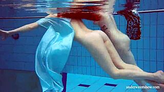 dashka and vesta explore underwater teen desires in the pool