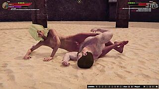 Ethan battles Faye in naked 3D fighter doggystyle action