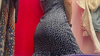 Dressing Room Hidden Camera Captures Girl with Big Tits. Her Big Nipples Stand Out in Public!