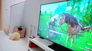 bitch with big tits grounds cum on the body during riding