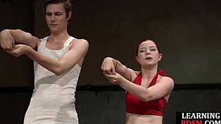 bdsm teacher dominates her bound student with oral