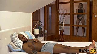 This black stud hooked up with a blonde lover in a hotel. Their interracial fling got steamy fast.