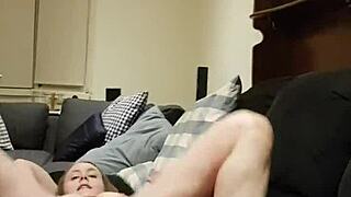 blonde teen twerking her big ass nude on the sofa, teasing with striptease