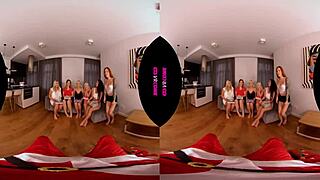 Group with santa where hornines and playful girls are having sex in vr