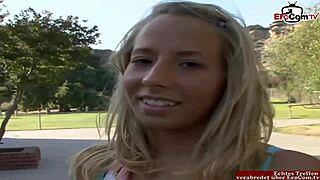 blonde teen picked up by tattooed lesbian for intense dildo sex and orgasm?