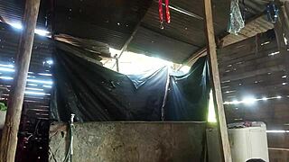 Colombian Neighbor Masturbates in Shower While I Watch Her Get Soaked