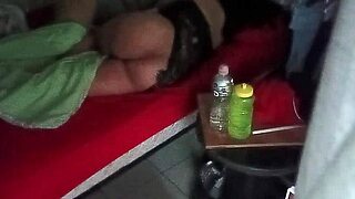 The Voyeur Spies on the Chubby, Fat Mexican Couple with Curly Hair Through the Security Camera in Their Home