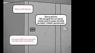 hot cheating milf janitor shows shy boy public bathroom sex