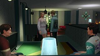 At the bowling alley, a wild gangbang unfolds with closeup blowjobs and licking